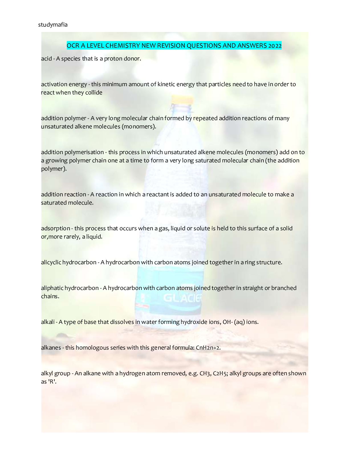 Preview image for OCR A LEVEL CHEMISTRY NEW REVISION QUESTIONS AND ANSWERS 2022